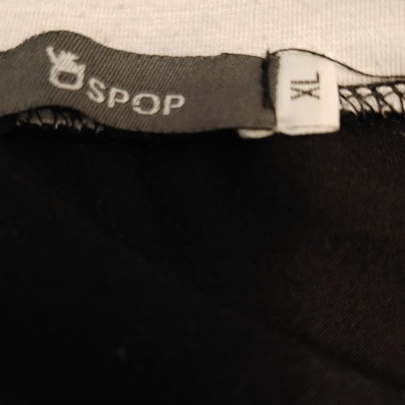 Spop Black & White Long Sleeve Tee Shirt Men's Sz XL Graphic Design Easy Care - Picture 7 of 7